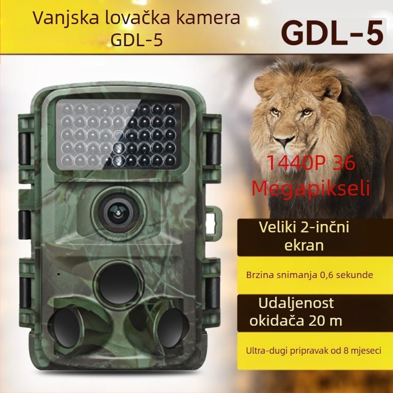 Lovna kamera – 1080p HD, infracrveno noćno vidjenje, 80° širokokutna leća, CMOS senzor, SD kartica za pohranu