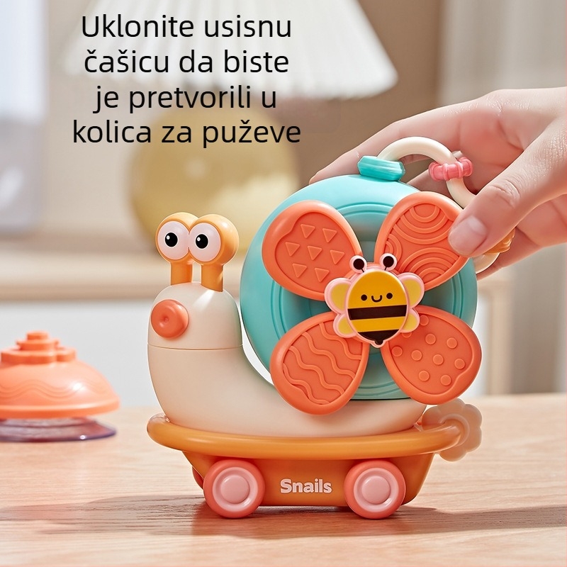 Hrkálica za bebe – puž koji se vrti, sladak crtani dizajn, žvačljiva i umirujuća igračka