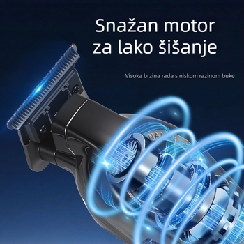 Kosu za kosu s digitalnim zaslonom, ugrađena baterija 1000–1200 mAh, odvojiva i periva glava oštrice, nehrđajući čelik oštrice, četkasti motor