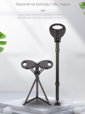 Planinski štap sa sjedalom - Višenamjenski, lagan, protivklizni; Materijal: ekološki PP + aluminij + PU podloga; Težina: 920 g; Model: Treća Generacija; Marka: HST