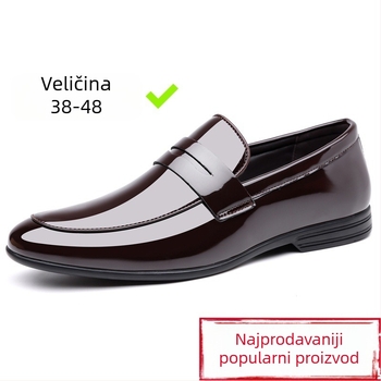 Muške kožne slip-on cipele, teleća koža, nizak profil, oštar nos, gumeni potplat
