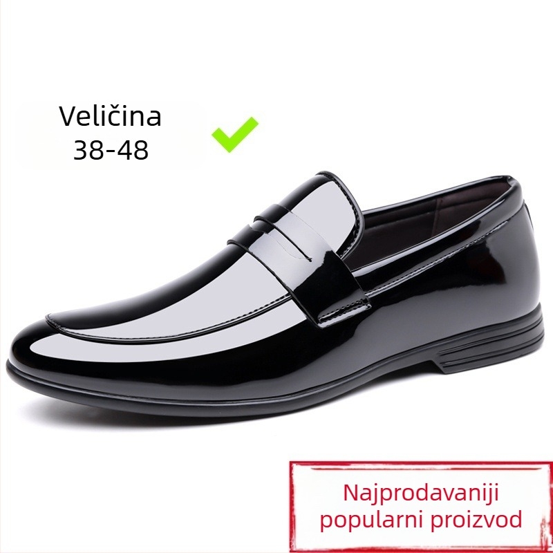 Muške kožne slip-on cipele, teleća koža, nizak profil, oštar nos, gumeni potplat