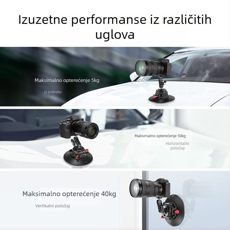 Neewer Gimbal glava s usisnom čašom za kameru/telefon/GoPro — Jaka usisna snaga, Stabilan auto držač