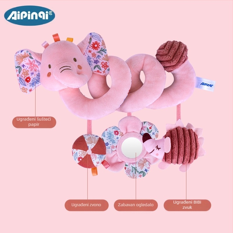 Pliš Viseća Igračka za Krevetić i Kolica – Ogledalo, BB Call, Zvončić; uzrast 0–3 godina; Model 24688A