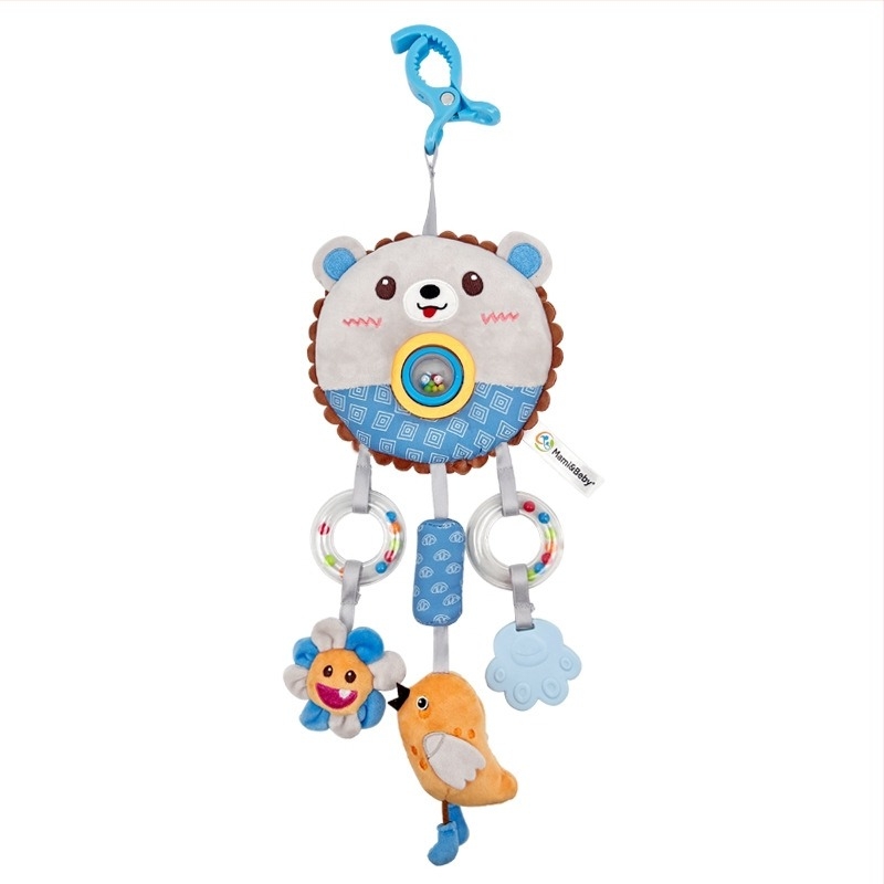 Mamibeby Plišana igračka za automobil s okrećućim perlama, žvačkalo i zvončićem — interaktivna igračka za 0–3 godine