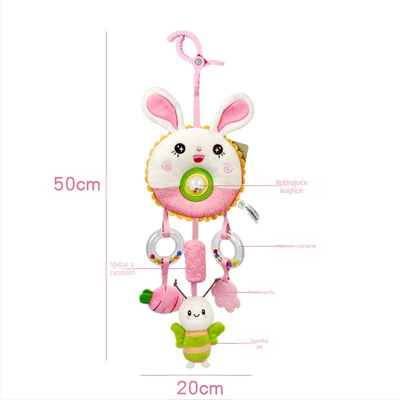 Mamibeby Plišana igračka za automobil s okrećućim perlama, žvačkalo i zvončićem — interaktivna igračka za 0–3 godine