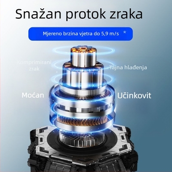Prijenosni ventilator za vratni kaiš, sklopni, USB punjiv, zamjenjiva baterija 300–500 mAh, 3 brzine, bežično punjenje