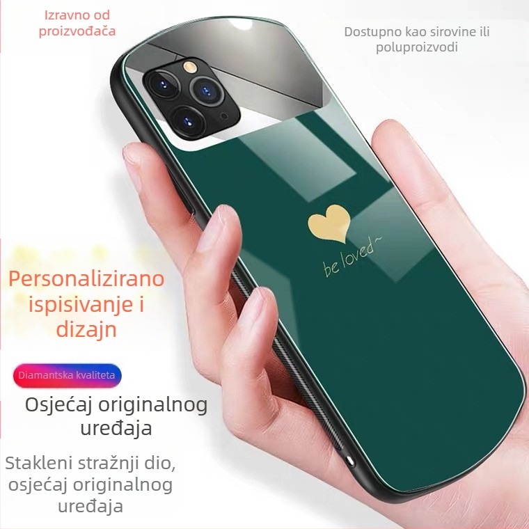 Stražnji poklopac za iPhone 12/XR s ovalnim ogledalom za šminkanje, TPU+PC, premazan, prilagodljiv