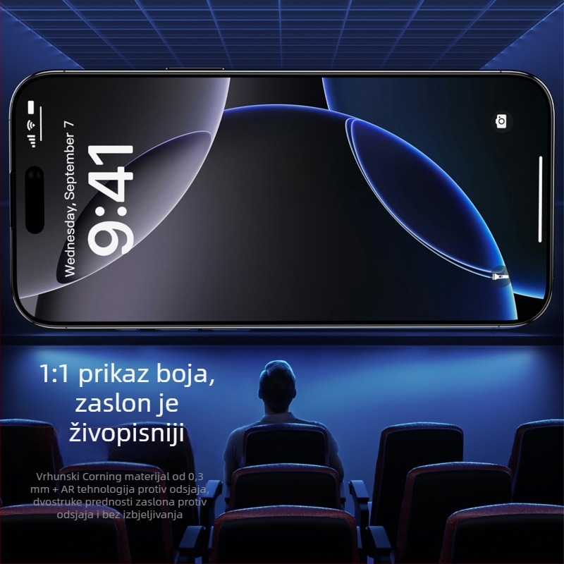 Kaljeno staklo za zaštitu zaslona za iPhone 14 Pro Max – potpuno pokriće, otporno na prašinu, zaštita privatnosti