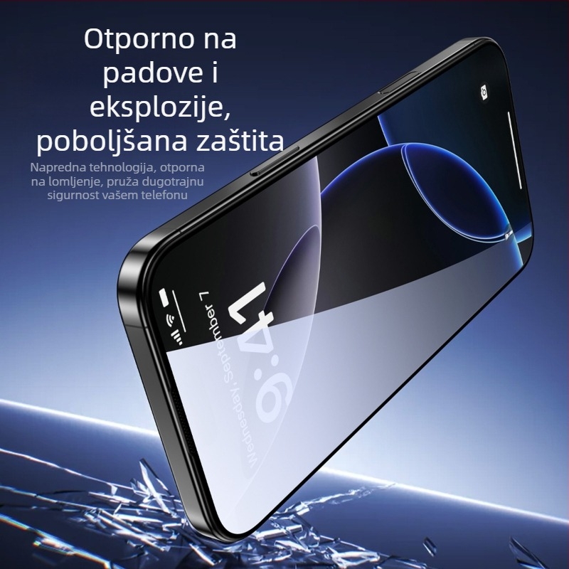 Kaljeno staklo za zaštitu zaslona za iPhone 14 Pro Max – potpuno pokriće, otporno na prašinu, zaštita privatnosti