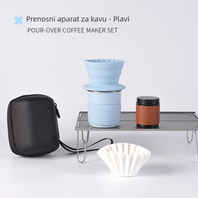 Set za ručno pripremu kave za vanjske putovanja sa silikonskim filtrom, prijenosni auto-kemping komplet, vrhunska kvaliteta, mogućnost prilagodbe