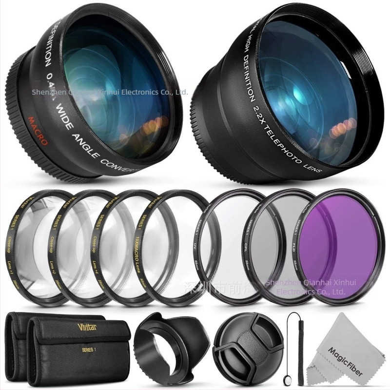 Set filtara za DSLR objektiv, 15-in-1; 0,45x široki kut; makro close-up objektiv; višeslojni UV premaz; kompatibilan s bajonetima 52–82 mm