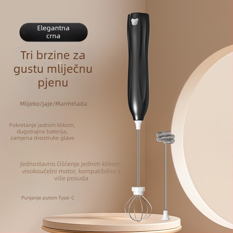 Bežični ručni električni mikser s 3 brzine, pjenjač za mlijeko i muhač za jaja, 150 W, model D6