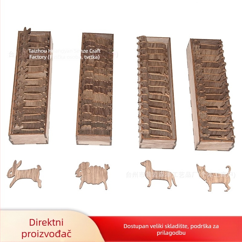 Drveni set životinjskih bobina za nit - Basswood, SZ000452, Yizidao, ukras u američkom stilu