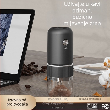 Električni mlin za kavu za kućnu uporabu, kompaktan, punjiv, plastično kućište, težina 0,5 kg