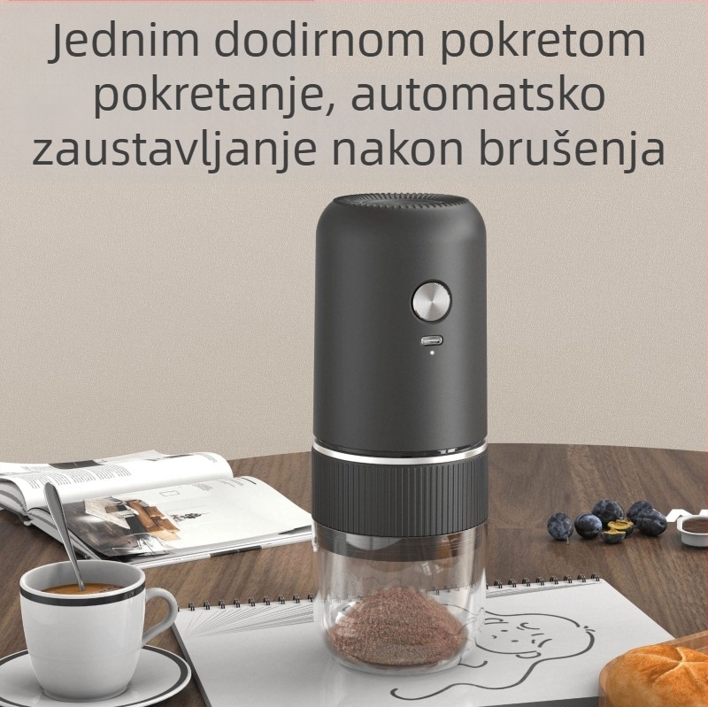 Električni mlin za kavu za kućnu uporabu, kompaktan, punjiv, plastično kućište, težina 0,5 kg