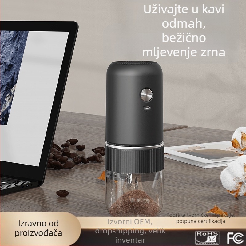 Električni mlin za kavu za kućnu uporabu, kompaktan, punjiv, plastično kućište, težina 0,5 kg