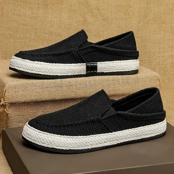 Muške lanene ribarske tenisice, slip-on, prozračne, potplat PVC-guma, uložak EVA