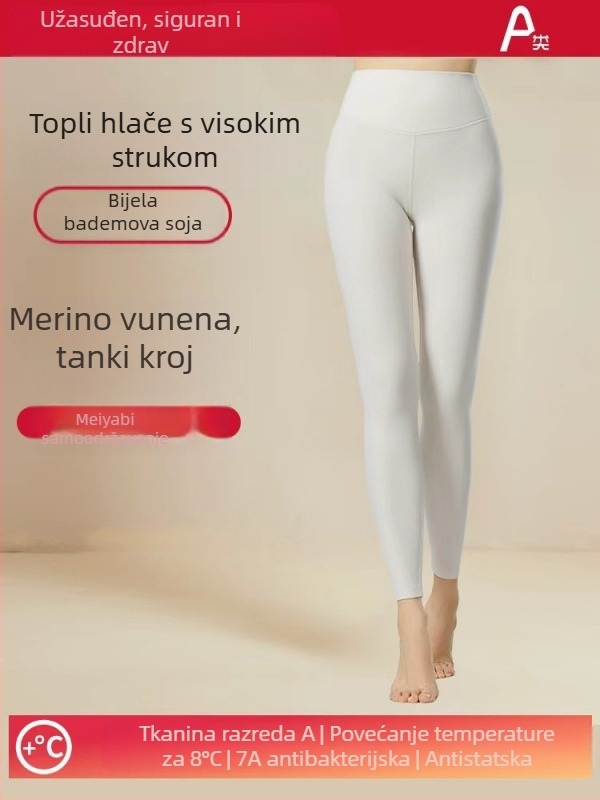 Ženske vunene tople hlače s visokim strukom, antibakterijske, podizanje stražnjice, grijanje i podrška trbuha