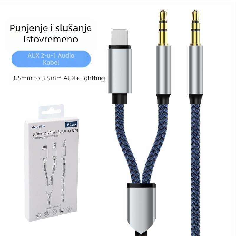 Neutral USB dvo-in-1 pleteni AUX audio kabel Type-C na 3,5 mm za glazbu i pozive