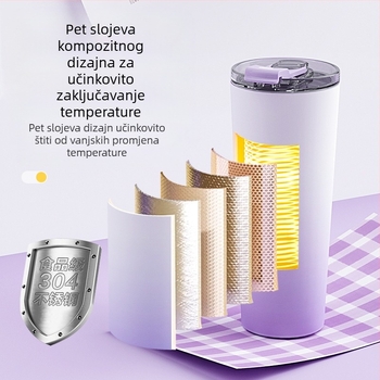 Prijenosna čaša za sok od nehrđajućeg čelika s ugrađenom baterijom, 60W, 22001 RPM+, 5+ oštrica, unutarnji spremnik od 304 nehrđajućeg čelika, izolirana