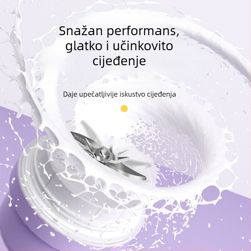 Prijenosna čaša za sok od nehrđajućeg čelika s ugrađenom baterijom, 60W, 22001 RPM+, 5+ oštrica, unutarnji spremnik od 304 nehrđajućeg čelika, izolirana