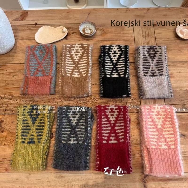 Šal od vunene smjese, warp-knit pleteni, zima, toplina, minimalistički stil