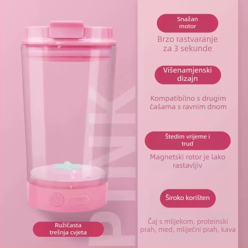 Šalica za kavu od nehrđajućeg čelika s automatskim miješanjem i magnetom, punjiva, prijenosna, model MY-304, minimalistički dizajn