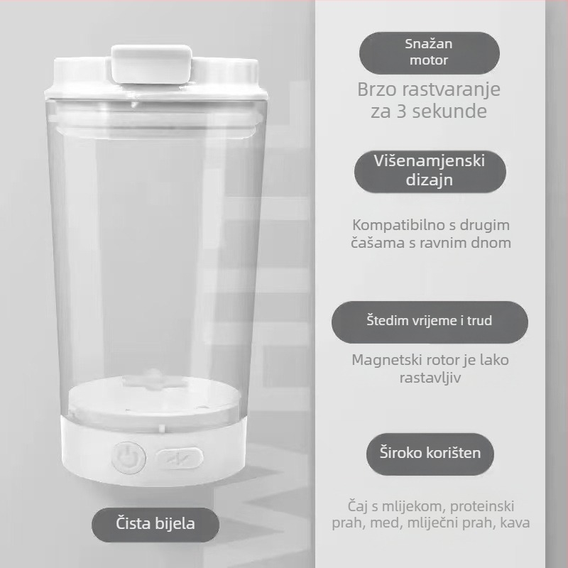 Šalica za kavu od nehrđajućeg čelika s automatskim miješanjem i magnetom, punjiva, prijenosna, model MY-304, minimalistički dizajn