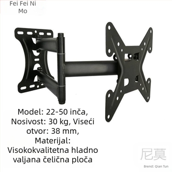 Qian Dun Zidni nosač za LCD TV – teleskopni rameni nosač s 90° nagibom, ručno upravljanje