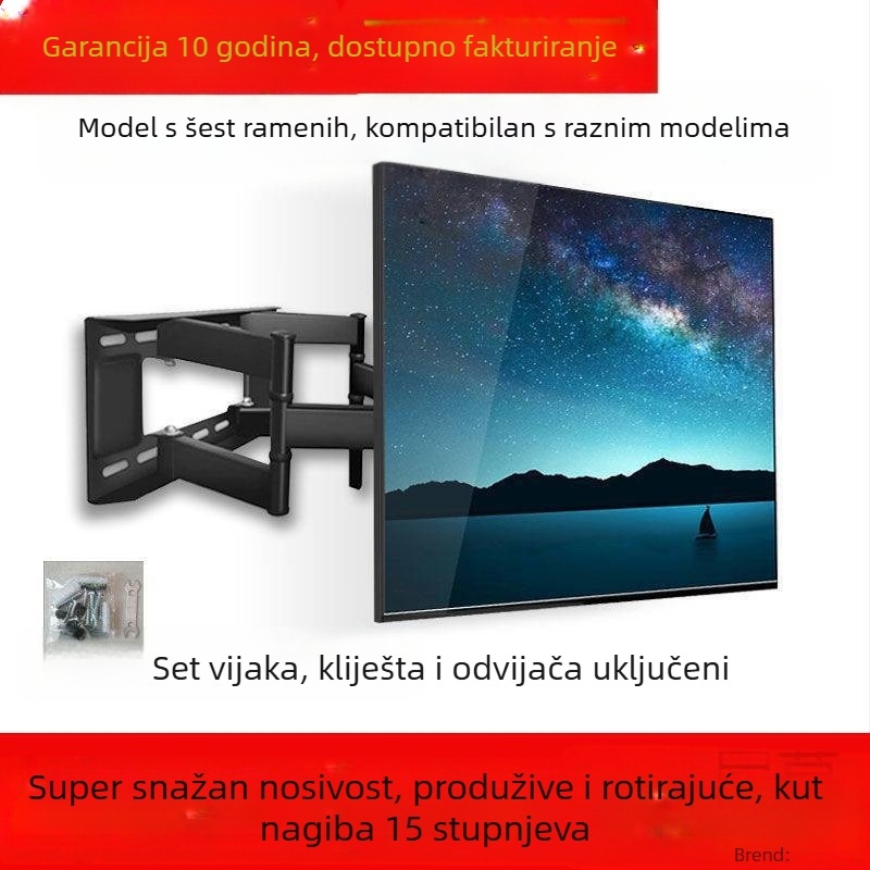 Qian Dun Zidni nosač za LCD TV – teleskopni rameni nosač s 90° nagibom, ručno upravljanje