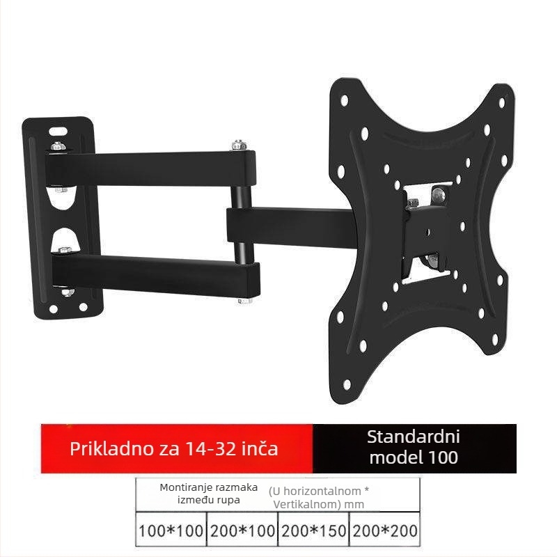 Qian Dun Zidni nosač za LCD TV – teleskopni rameni nosač s 90° nagibom, ručno upravljanje