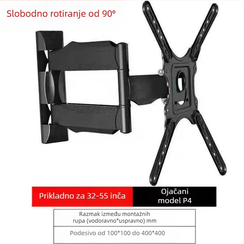 Qian Dun Zidni nosač za LCD TV – teleskopni rameni nosač s 90° nagibom, ručno upravljanje
