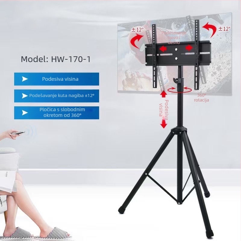 Prijenosni podni stalak za LCD TV/monitor s rotirajućim uspravnim nosačem