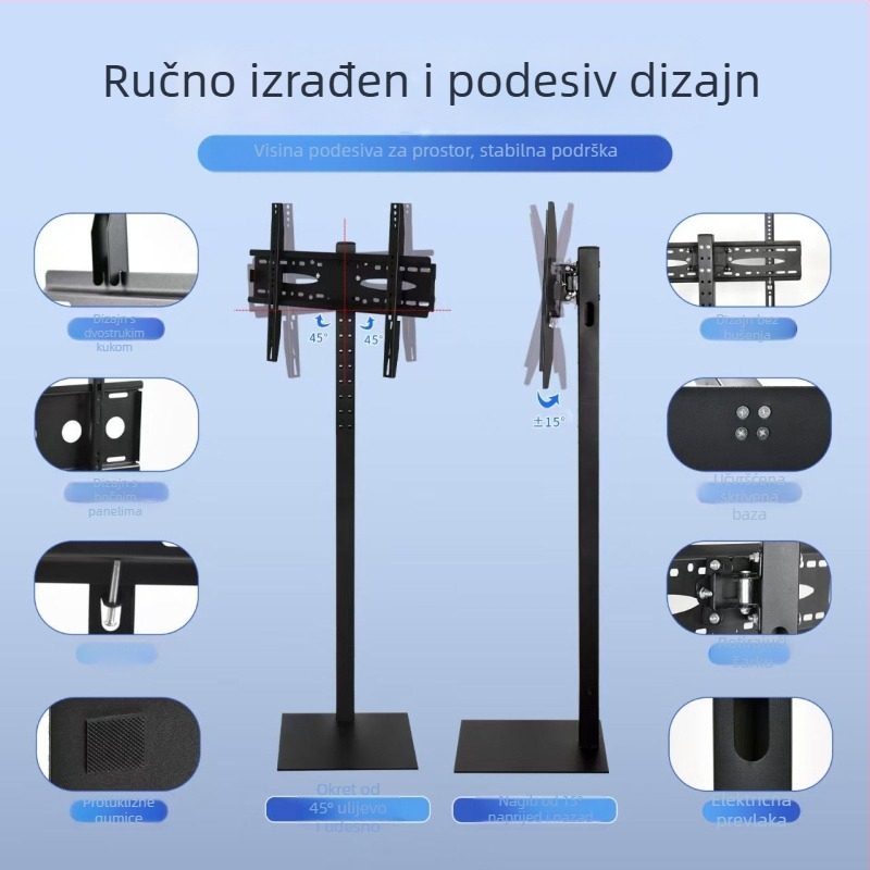 Prijenosni podni stalak za LCD TV/monitor s rotirajućim uspravnim nosačem