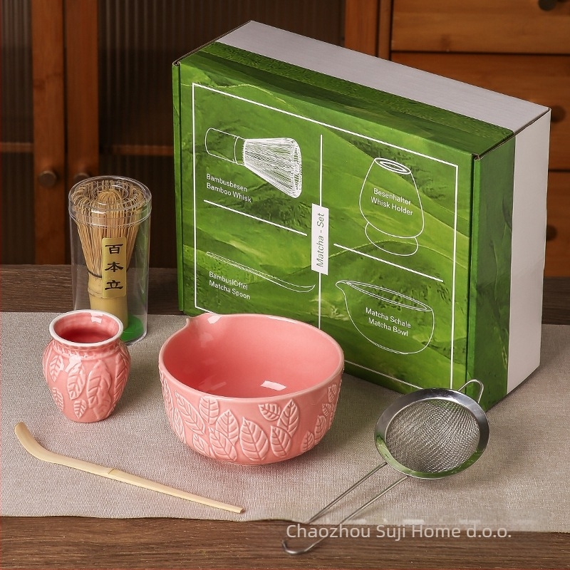 Keramička zdjela za matcha s površinom lebdeće skulpture – retro stil i lagani luksuz, premium kvalitete, za 3 osobe