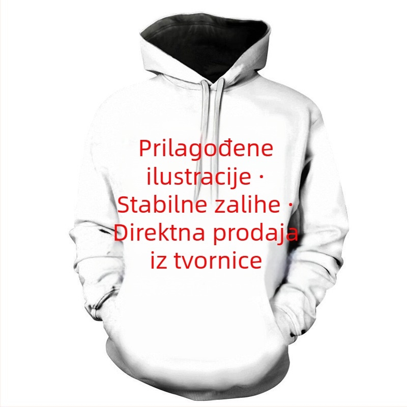 Muški duk s kapuljom, 3D ispis životinjskog uzorka, uski kroj, poliester 96%+, lagan, pogodan za proljeće i jesen