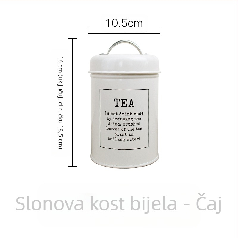 Metalni kružni zatvoreni spremnik s prstenom za brtvljenje, za mliječni prah, kavu, čaj, slatkiše i prašak za masku; kapacitet ispod 300 ml