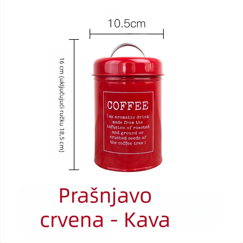 Metalni kružni zatvoreni spremnik s prstenom za brtvljenje, za mliječni prah, kavu, čaj, slatkiše i prašak za masku; kapacitet ispod 300 ml