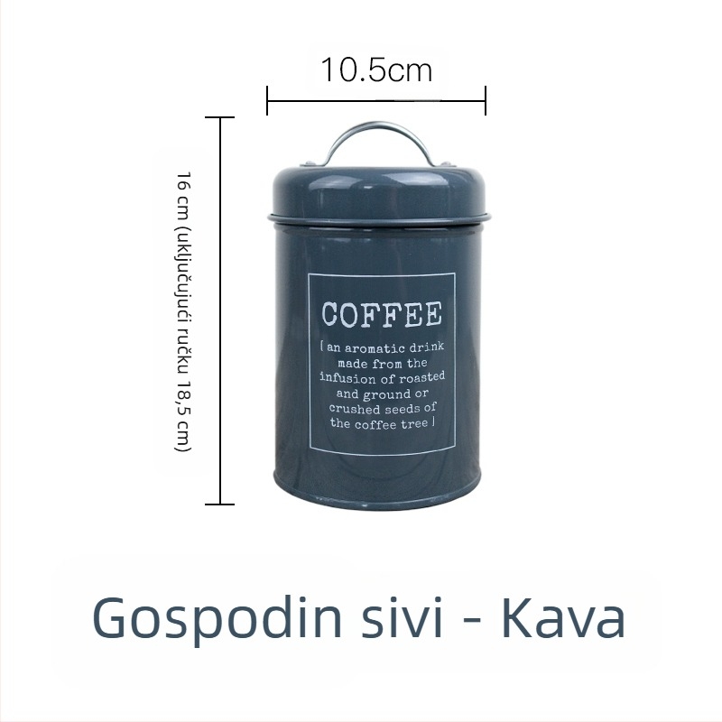 Metalni kružni zatvoreni spremnik s prstenom za brtvljenje, za mliječni prah, kavu, čaj, slatkiše i prašak za masku; kapacitet ispod 300 ml