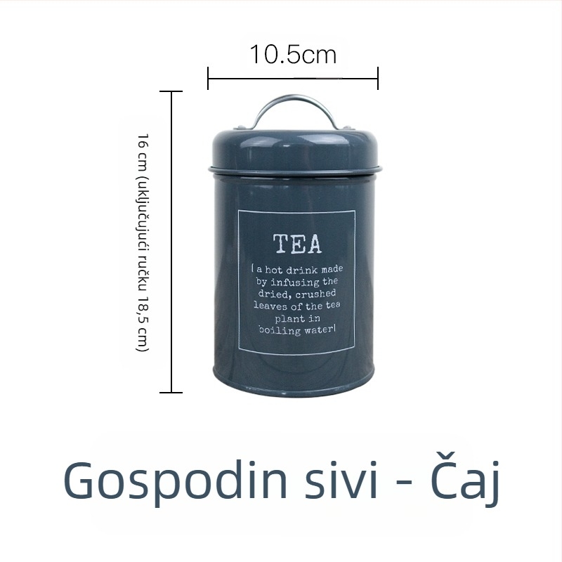 Metalni kružni zatvoreni spremnik s prstenom za brtvljenje, za mliječni prah, kavu, čaj, slatkiše i prašak za masku; kapacitet ispod 300 ml