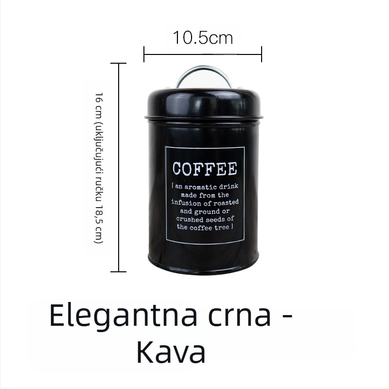 Metalni kružni zatvoreni spremnik s prstenom za brtvljenje, za mliječni prah, kavu, čaj, slatkiše i prašak za masku; kapacitet ispod 300 ml
