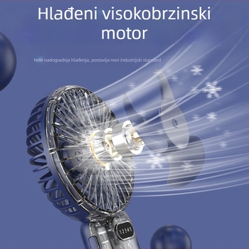 2-u-1 USB stolni ventilator i držač za telefon, kompaktni mini ventilator s ugrađenom baterijom 1000–1200mAh, 5 lopatica, trajanje 6–8 sati