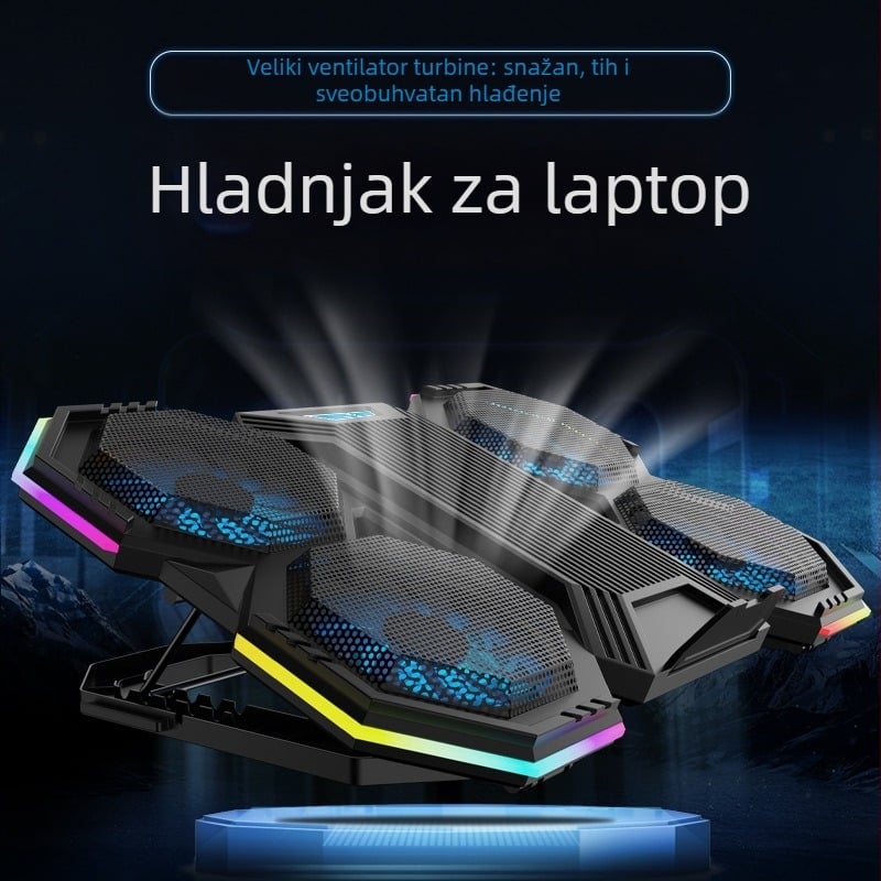 Laptop hlađenje s radijatorom, 6 ventilatora, zračno hlađenje, za notebook/ultrabook, plastika + metalna mreža, model NCP-079RGB