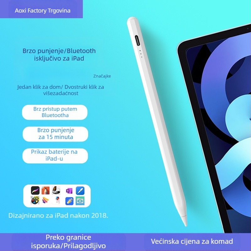 Parsonjie Bluetooth stilus za brzu magnetsku napajanje kapacitativni za Apple iPad, metalno kućište, magnetsko pričvršćivanje, stil IP/touch