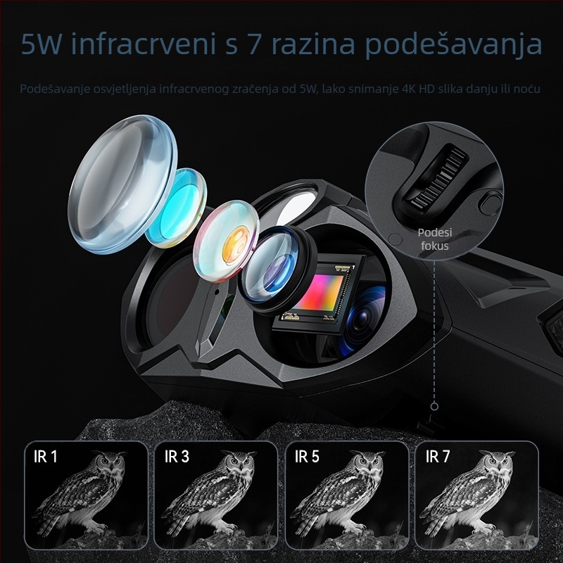 Uređaj za noćni vid s infracrvenom, dvostruka cijev, IPS HD zaslon, vanjski digitalni teleskop.