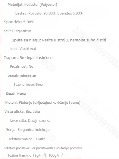 Ženski bodycon bodi s visokim vratom i dugim rukavima, poliester-elastan mješavina