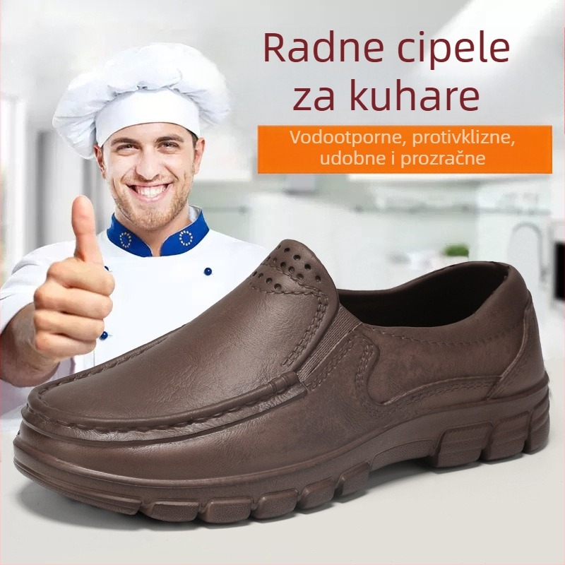Muške kuhinjske cipele, Slip-On, vodootporne, protuklizne, otporne na ulje, PU gornji dio