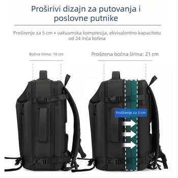 Torba za prijenosno računalo, proširiva, unisex, najlon, kapacitet 20–35 L, remen s zračnim jastučićem