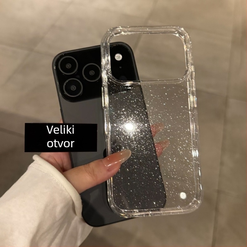 Maska za telefon – minimalističko premium glitter tvrdi kućište, magnetski 2-u-1, PC materijal, otporan na ogrebotine, otporan na padove; kompatibilno s iPhone 11–14 Pro/Max